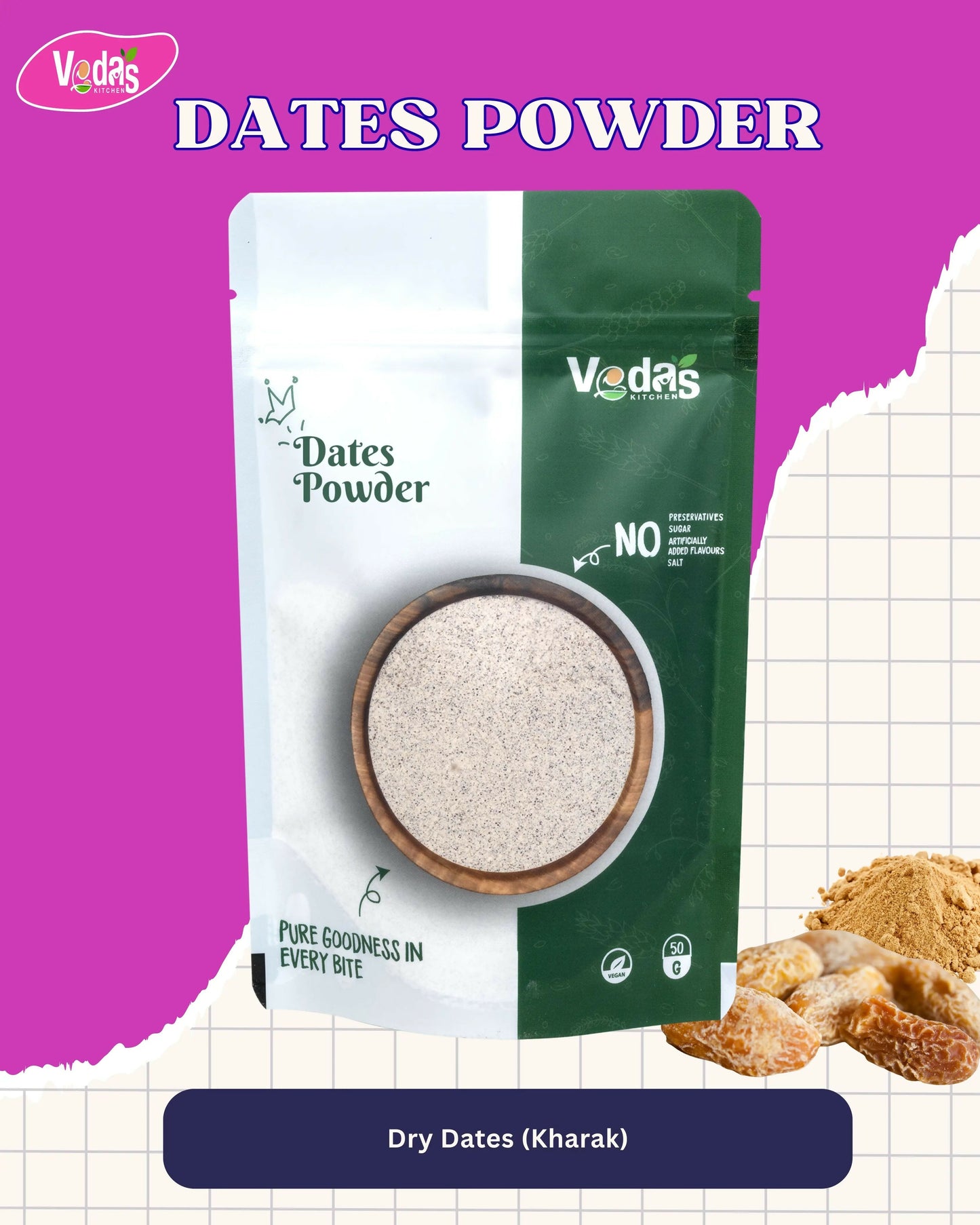 Vedas Kitchen Dates Powder - Dista