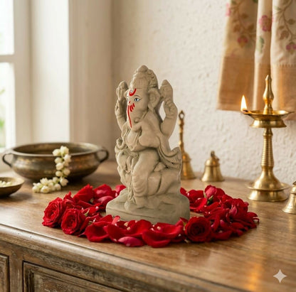 Saudeep India 6 Inch Mitti Ganesh Idol - Dista