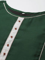 Thumbnail for Ahalyaa Women Dark Green Plain Chanderi Kurta with Sharara Set - Distacart