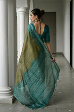 Thumbnail for Vishnu Weaves Women's Rama Soft Tussar Silk Printed Saree with Blouse