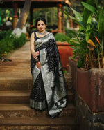 Thumbnail for Preksha Creation Banarasi Soft Silk Women Black Saree - Distacart