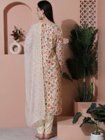 Thumbnail for Jyoti Fashion Women's Beige Cotton Floral Digital Printed Kurta with Trouser & Dupatta - Distacart