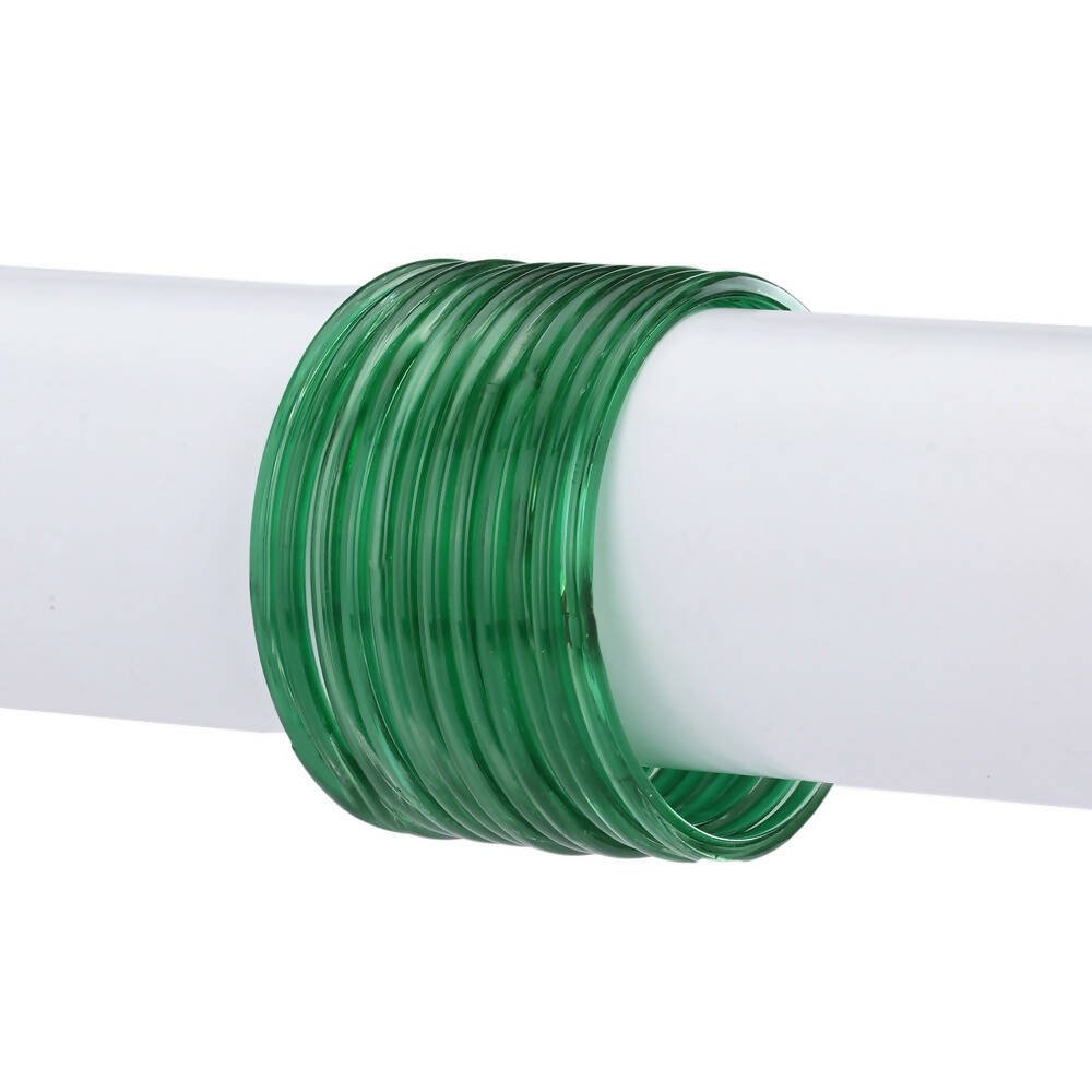 Afast Shining Green Glass Wedding, Party, Daily Use Bangle Set, Set Of 12 - Distacart