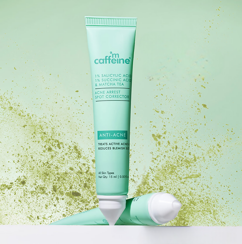 mCaffeine 1% Salicylic Acid 1% Succinic Acid & Matcha Tea Acne Arrest Spot Corrector - Treats Active Acne - Distacart
