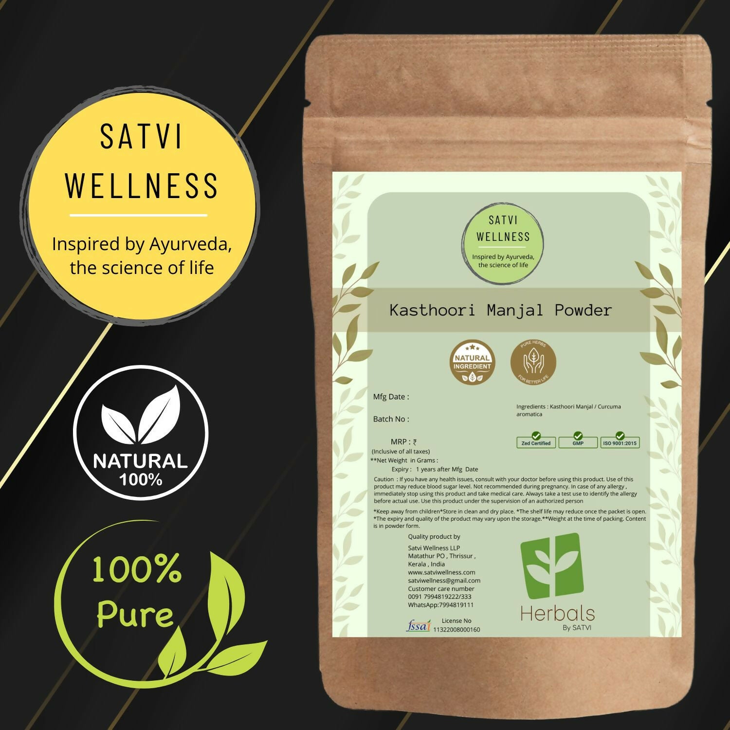 Satvi Wellness Kasthuri Manjal Powder - Distacart