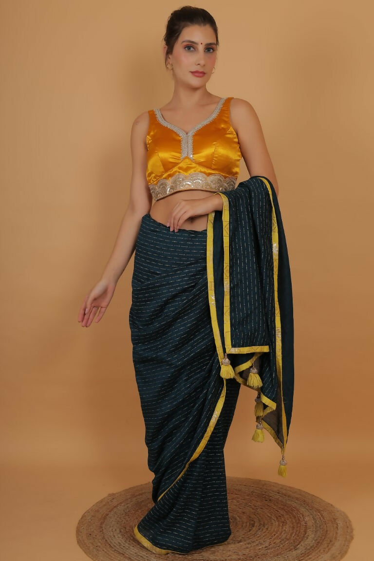 Joban Fashion Silk Zari And Sequence Work Padded Blouse - Yellow
