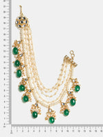 Thumbnail for Ruby Raang Green Emerald Gold Plated Kaan Chain - Distacart
