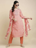 Thumbnail for Anubhutee Women's Cotton Regular Orange Kurta - Distacart