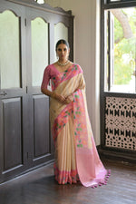 Thumbnail for Vishnu Weaves Women's Pink Banarasi Silk Saree with Blouse - Distacart