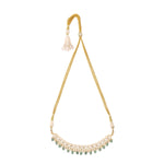 Thumbnail for Nuyug 22K Gold Plated Royal Kundan Necklace with Green Stones