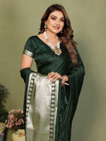 Thumbnail for Anaita D Green Zari Weaving Work Satin Silk Saree With Blouse - Distacart