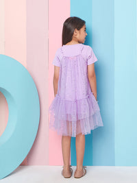 Thumbnail for Girls Purple Woollen A-Line Dress for Kids - Mini Marvels - Distacart