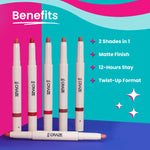 Thumbnail for Swiss Beauty CRAZE Duo 2 In 1 Satin Matte Finish Lipstick Non-Transfer Lip Colour - 01 Party Ready - Distacart