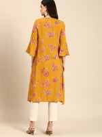 Thumbnail for All About You Women Mustard Yellow Ethnic Motifs Printed Flared Sleeves Kurta - Distacart