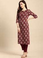 Thumbnail for All About You Women Maroon Printed Kurta with Trousers - Distacart