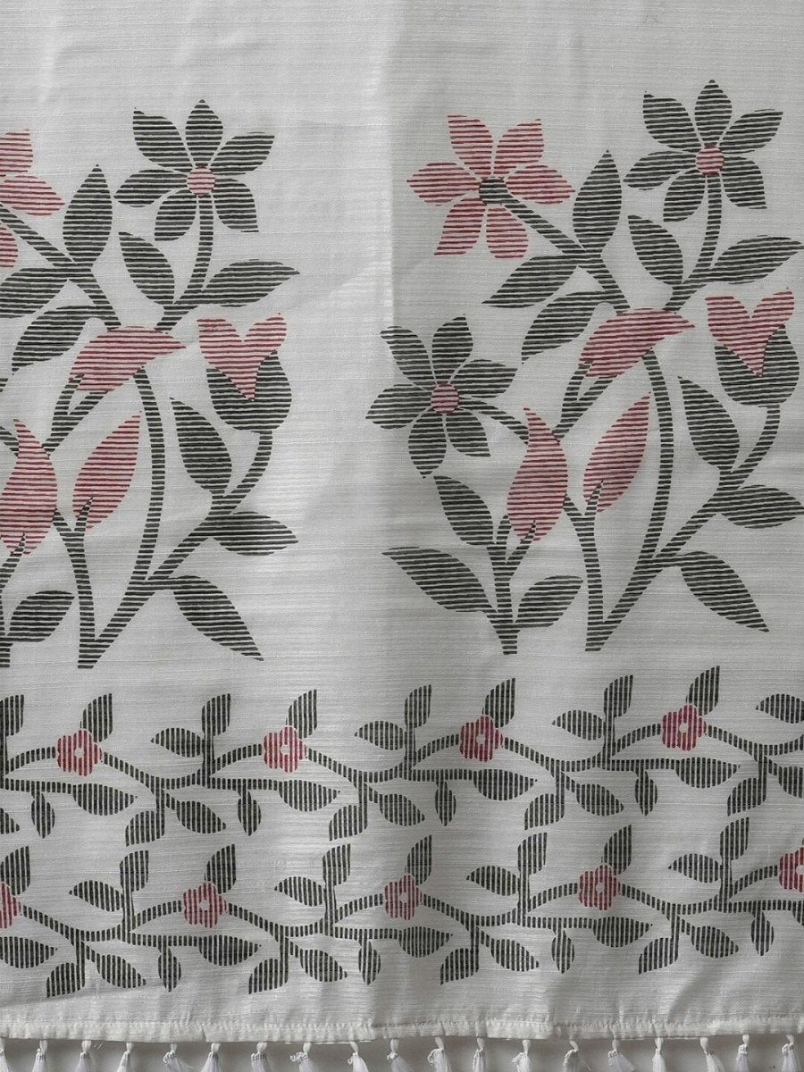 Anouk Floral Printed Block Print Saree - Distacart