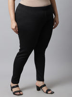 Thumbnail for TAG 7 Women Plus size Black Solid Ankle-length Leggings - Distacart