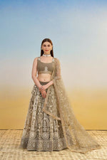 Thumbnail for Aastha Fashion Ivory Butterfly Net White Cotton Thread Work And Sequence Work Embroidery Wedding Wear Lehenga Choli - Distacart