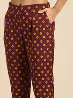 Thumbnail for All About You Women Maroon Bandhani Printed Kurta with Trousers - Distacart