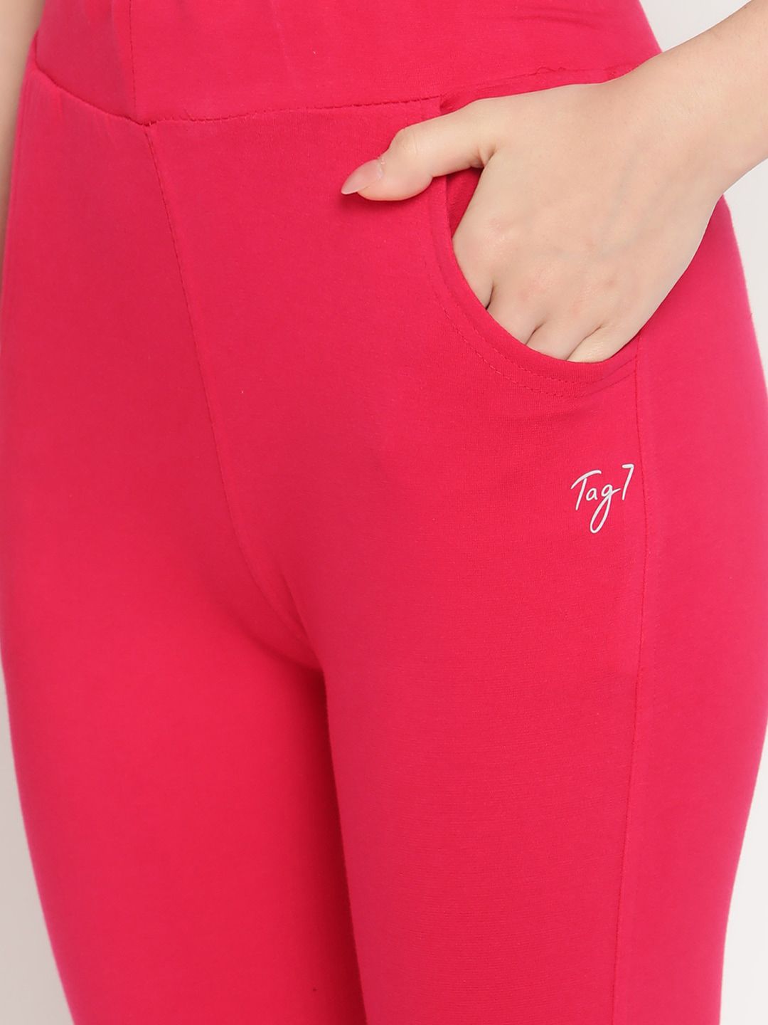 TAG 7 Women Magenta & Blue Pack of 2 Straight Fit Ankle-Length Leggings - Distacart