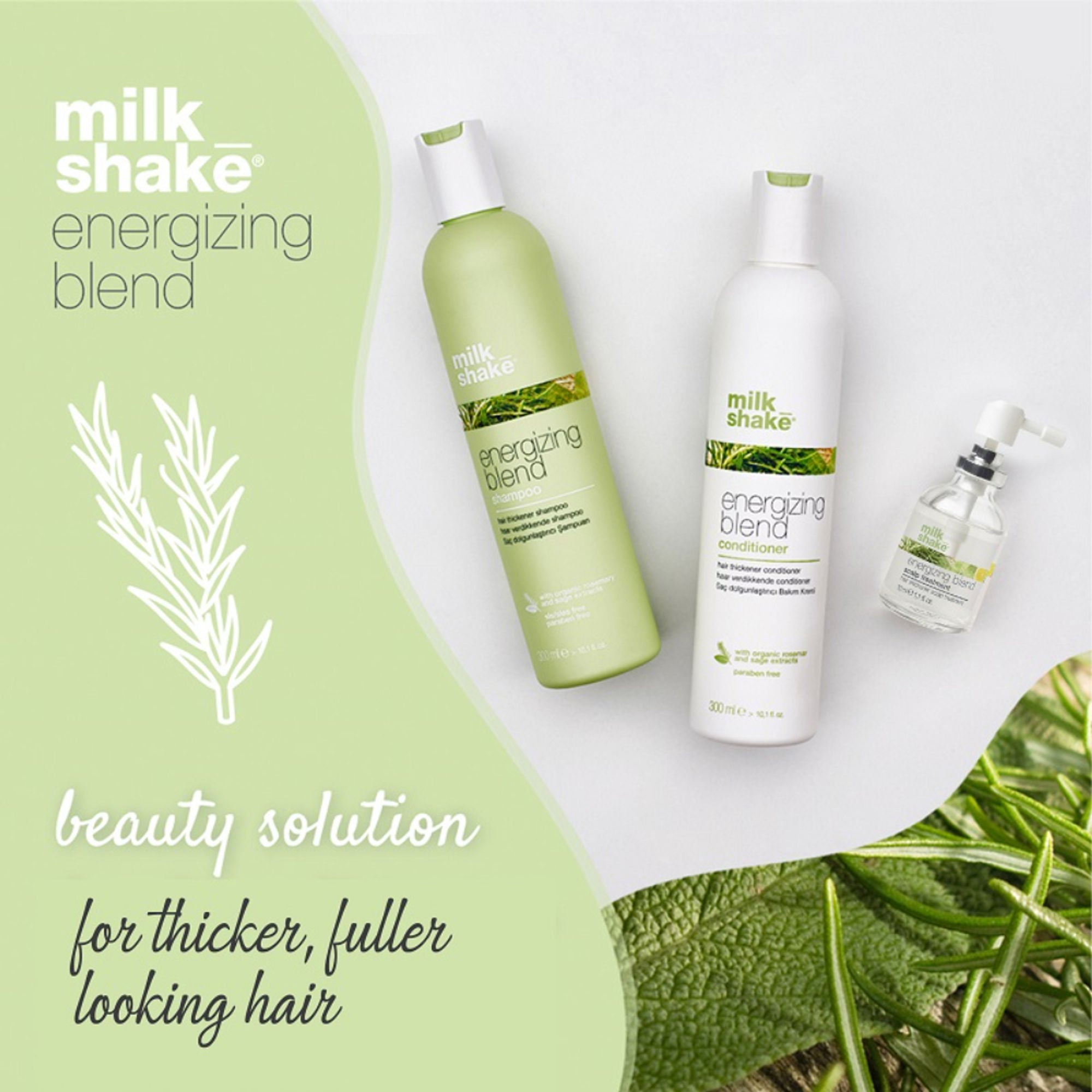Milkshake Energizing Blend Shampoo For Hair Loss, Fine Hair With Organic Rosemary & Sage