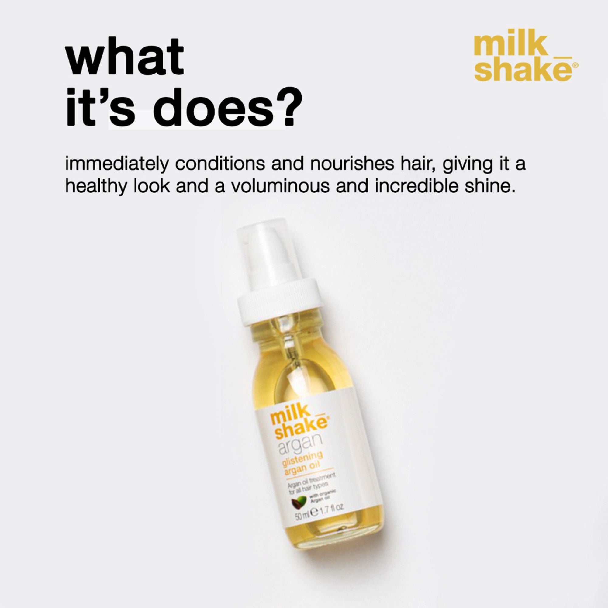 Milkshake Argan Oil For Instant Shiny & Frizz Free Hair With Nourishment