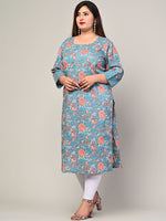 Thumbnail for Swasti Women Green Floral Printed Thread Work Floral Kurta - Distacart