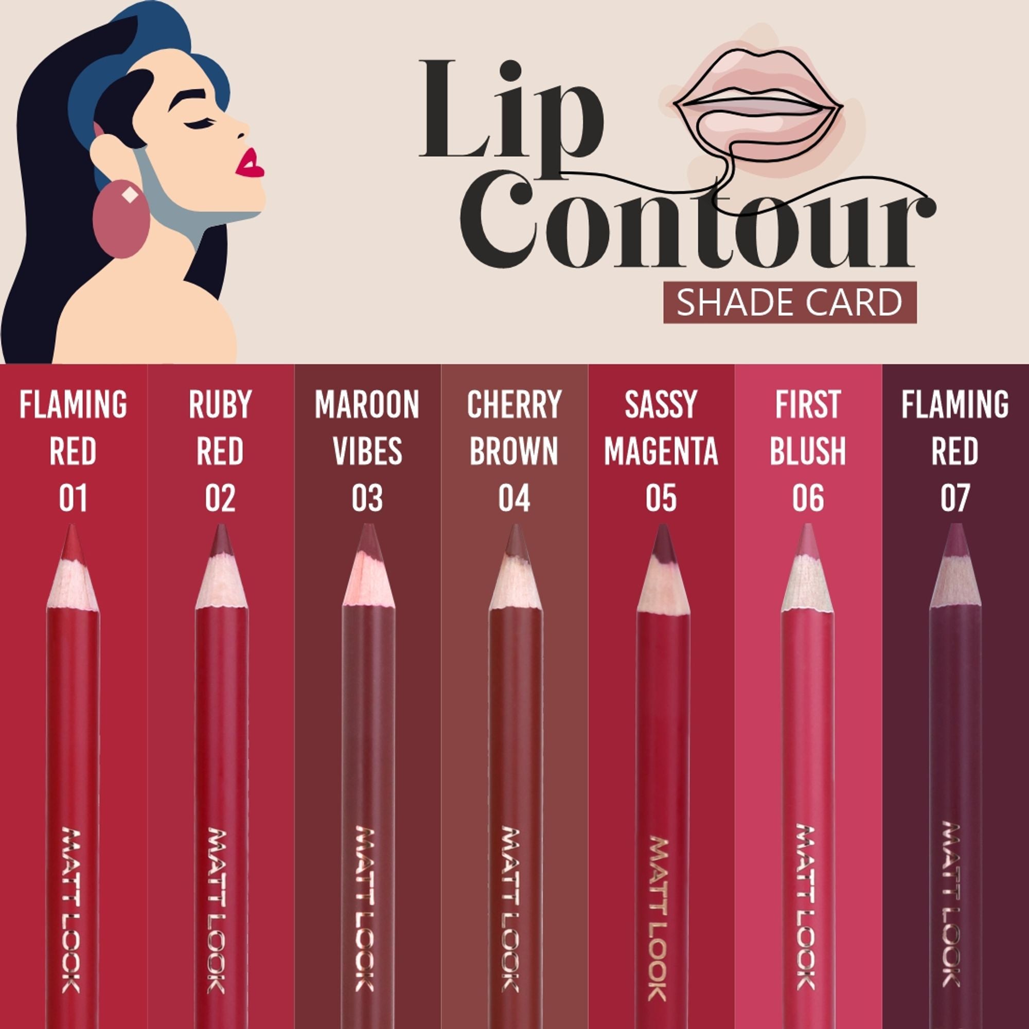 Matt Look Colorite Lip Contour Professional Matte Lip Color Pencil - Ruby Red 02