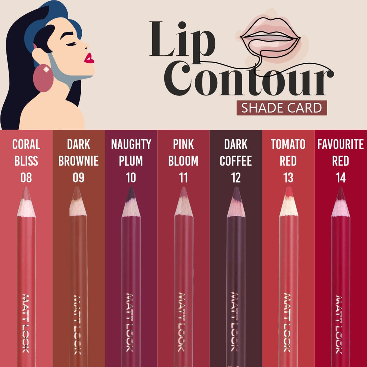 Matt Look Colorite Lip Contour Professional Matte Lip Color Pencil - Ruby Red 02 - Distacart