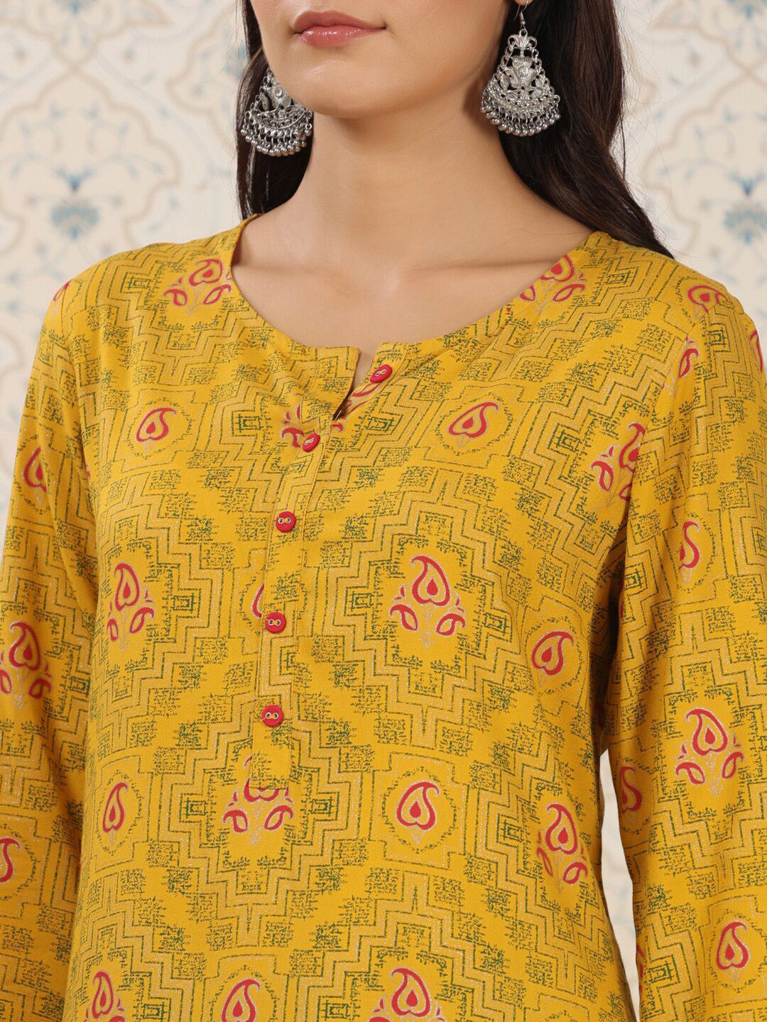 Ode by House of Pataudi Ethnic Motifs Printed Straight Kurta - Distacart