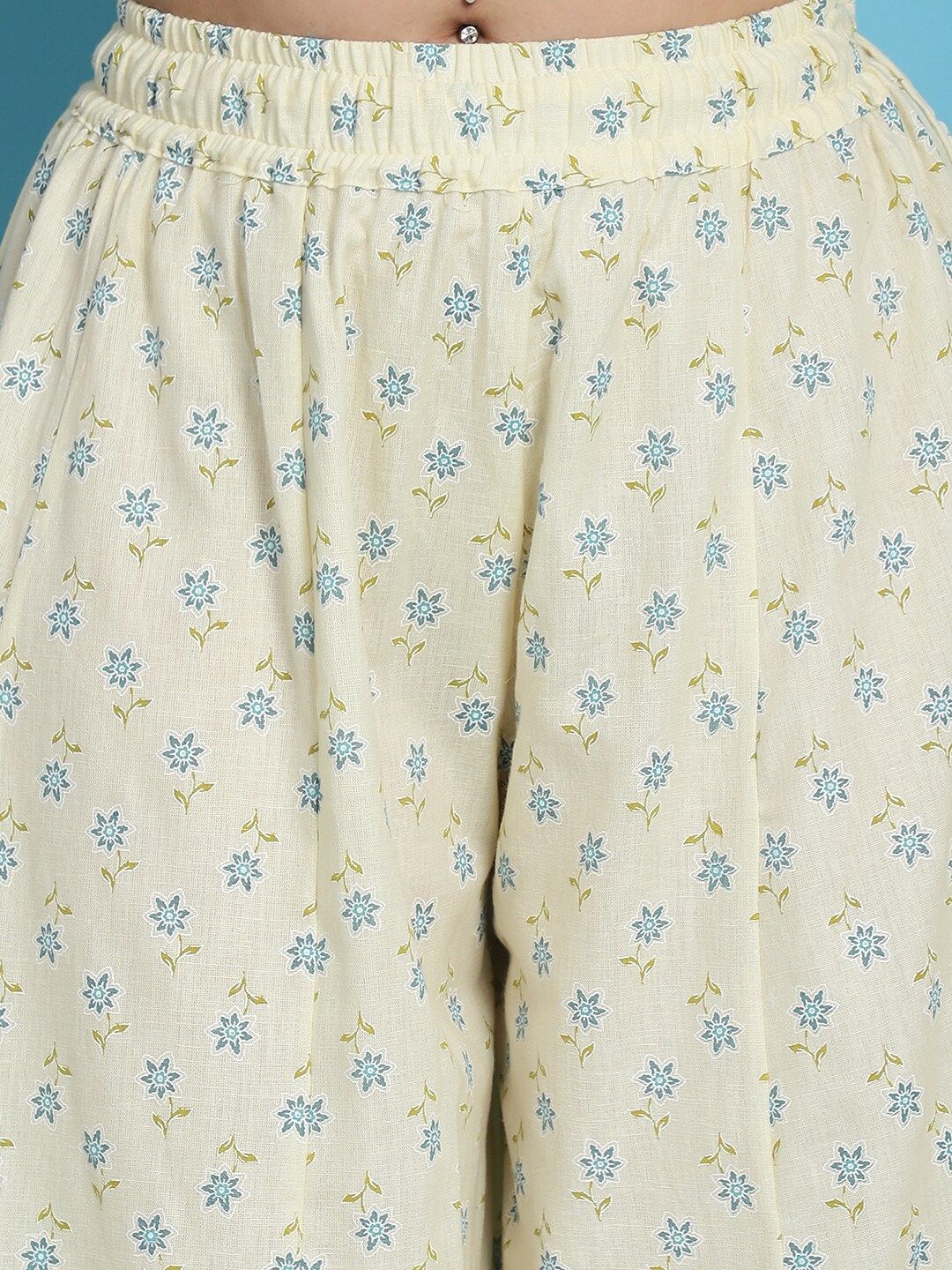 TAG 7 Ethnic Motifs Printed Pure Cotton Flared Ethnic Palazzo