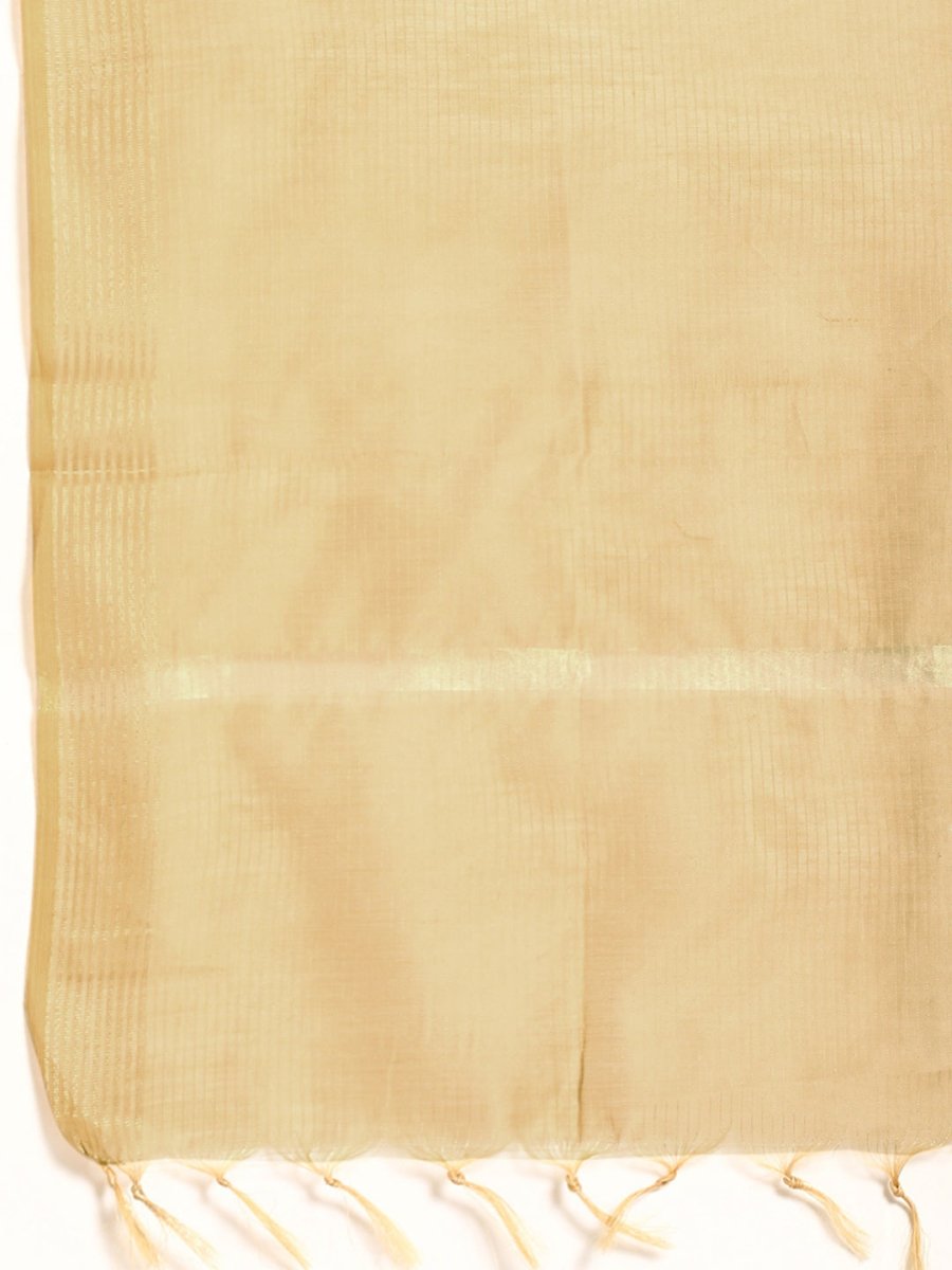 All About You Women Orange& Cream Embroidered Kurta with Dupatta - Distacart