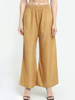 Thumbnail for TAG 7 Women Beige Solid Flared Palazzo