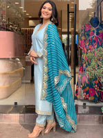 Thumbnail for Kalini Floral Yoke Design Kurta With Trousers & Dupatta - Distacart
