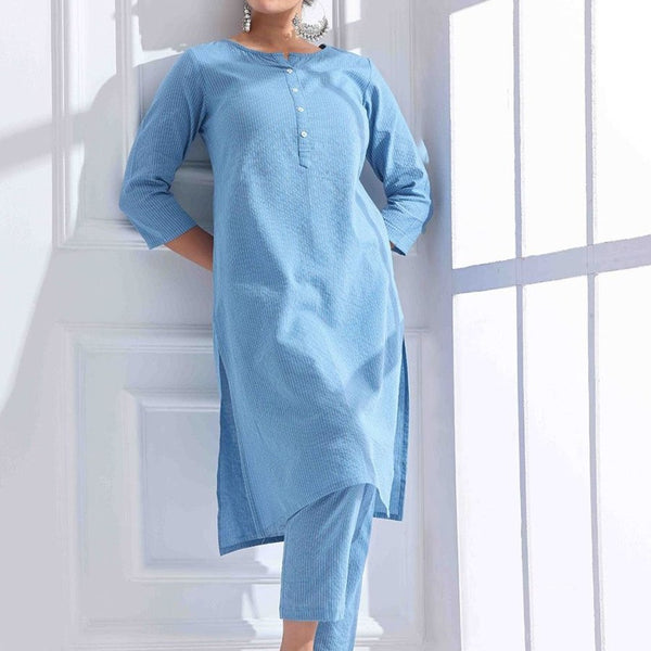 Anouk Women Regular Kantha Work Pure Cotton Kurta with Trousers - Distacart
