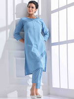 Thumbnail for Anouk Women Regular Kantha Work Pure Cotton Kurta with Trousers