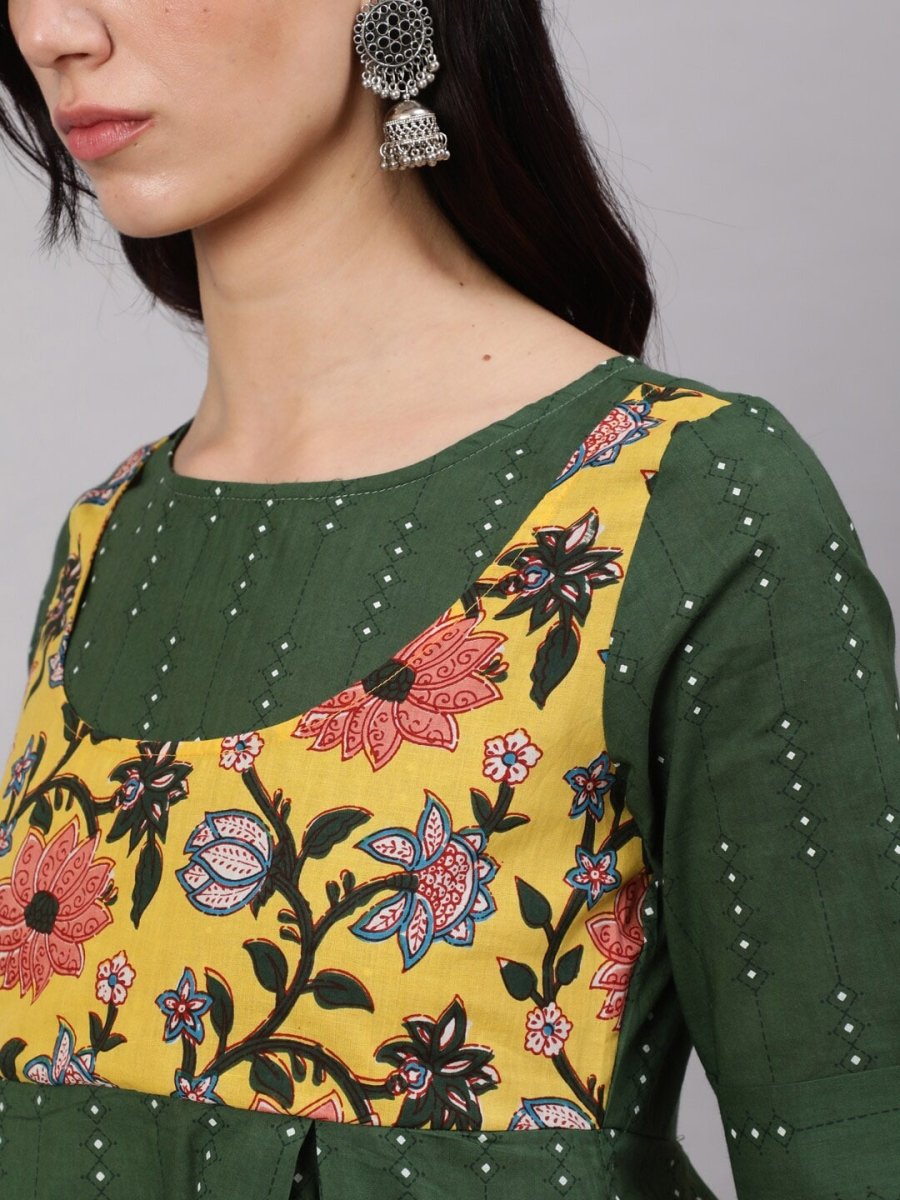 Aks Floral Printed Pure Cotton Kurti With Dhoti Pants - Distacart