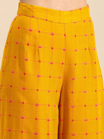 Thumbnail for All About You Women Mustard Yellow & Pink Round Neck Regular Kurta with Palazzos - Distacart