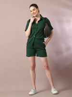 Thumbnail for Myshka Women's Green Solid Regular Fit Shirt - Distacart