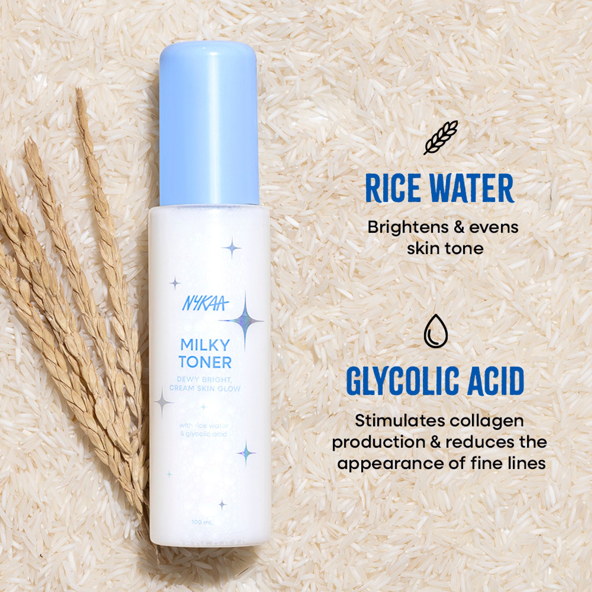 Nykaa Skin Rose Water Toner Mist with Hyaluronic Acid for Intense Hydration & Skin Barrier Repair - Rice Water and Glycolic Acid - Distacart