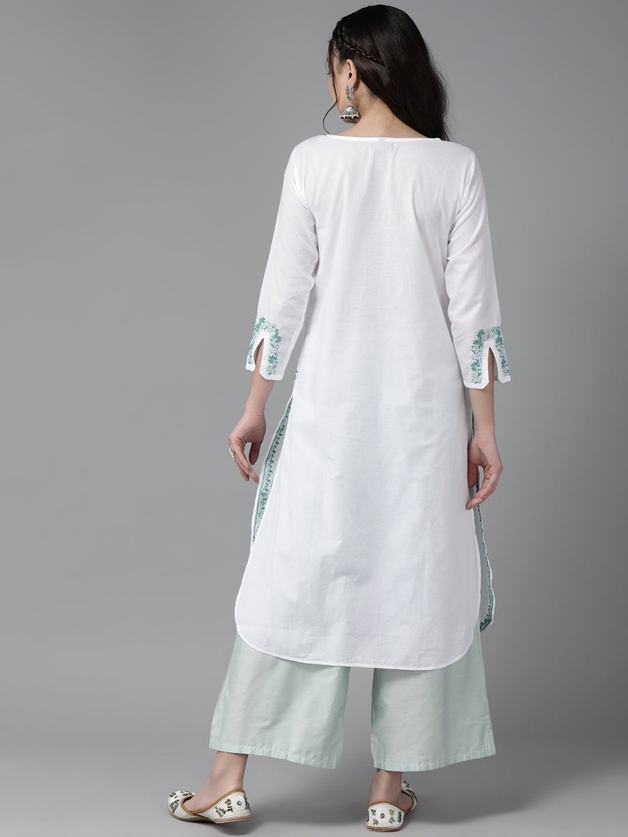 ADA Ethnic Motifs Embroidered Chikankari Floral Kurta - Distacart