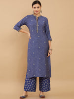 Thumbnail for Soch Women Blue Printed Kurta with Palazzos - Distacart