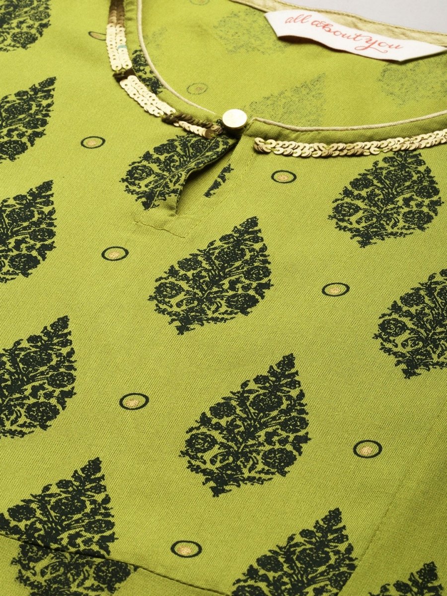All About You Women Women Green Ethnic Motifs Printed Kurta with Trousers & With Dupatta - Distacart
