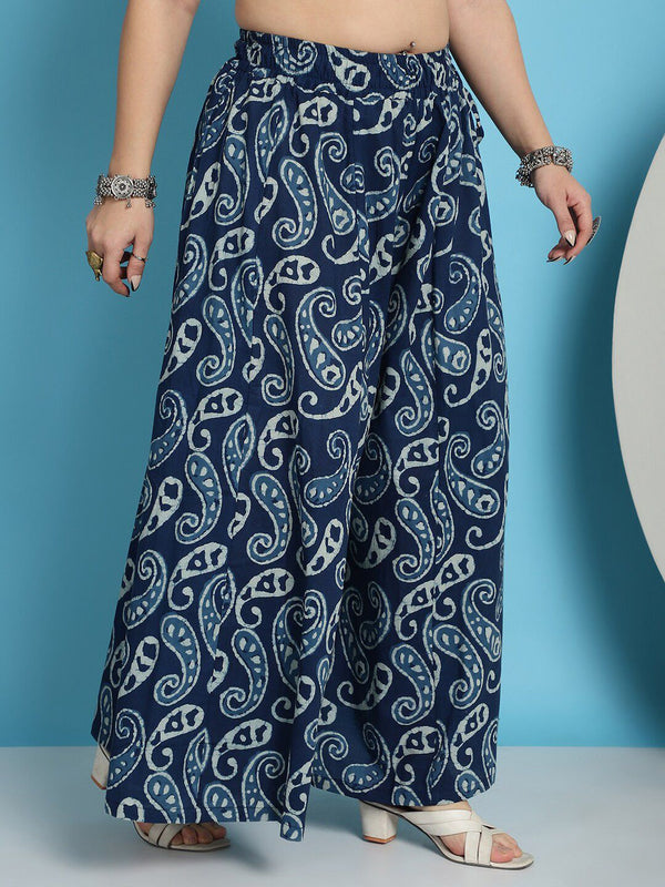 TAG 7 Women Paisley Printed Flared Palazzos