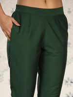 Thumbnail for Ode by House of Pataudi Yoke Design Embroidered Kurta with Trousers - Distacart