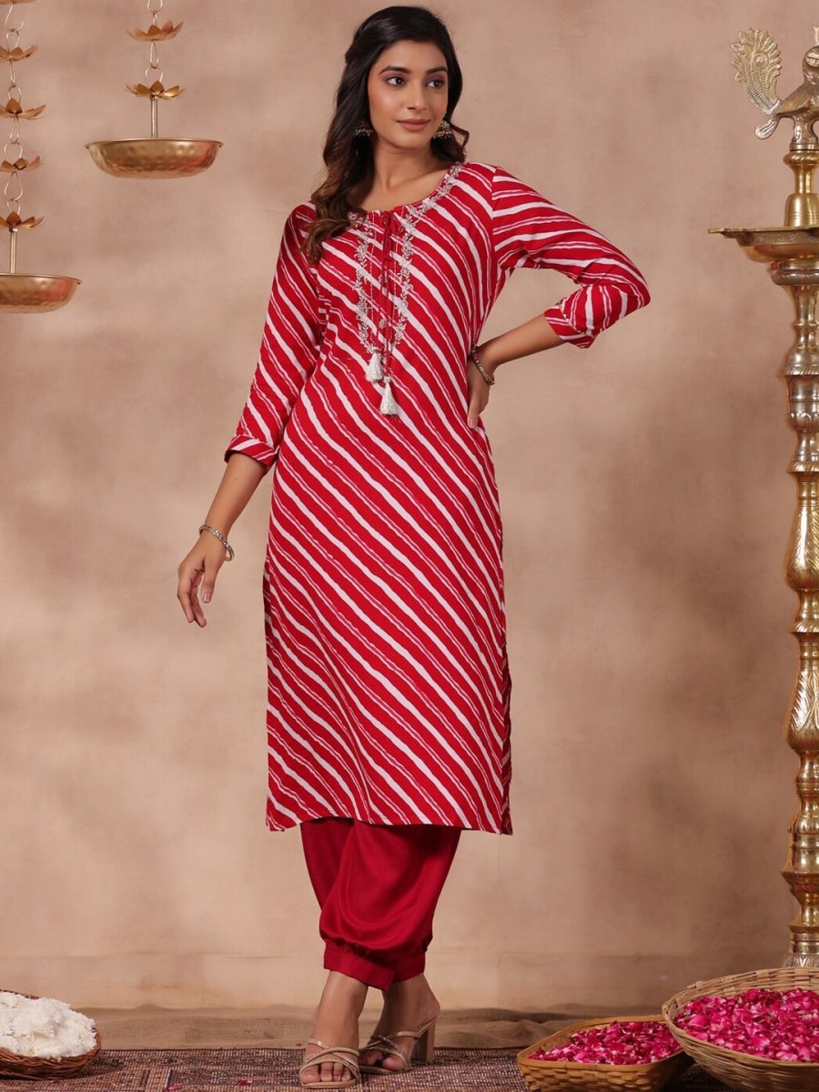 Anubhutee Striped Thread Work Kurta - Distacart