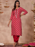 Thumbnail for Anubhutee Striped Thread Work Kurta - Distacart