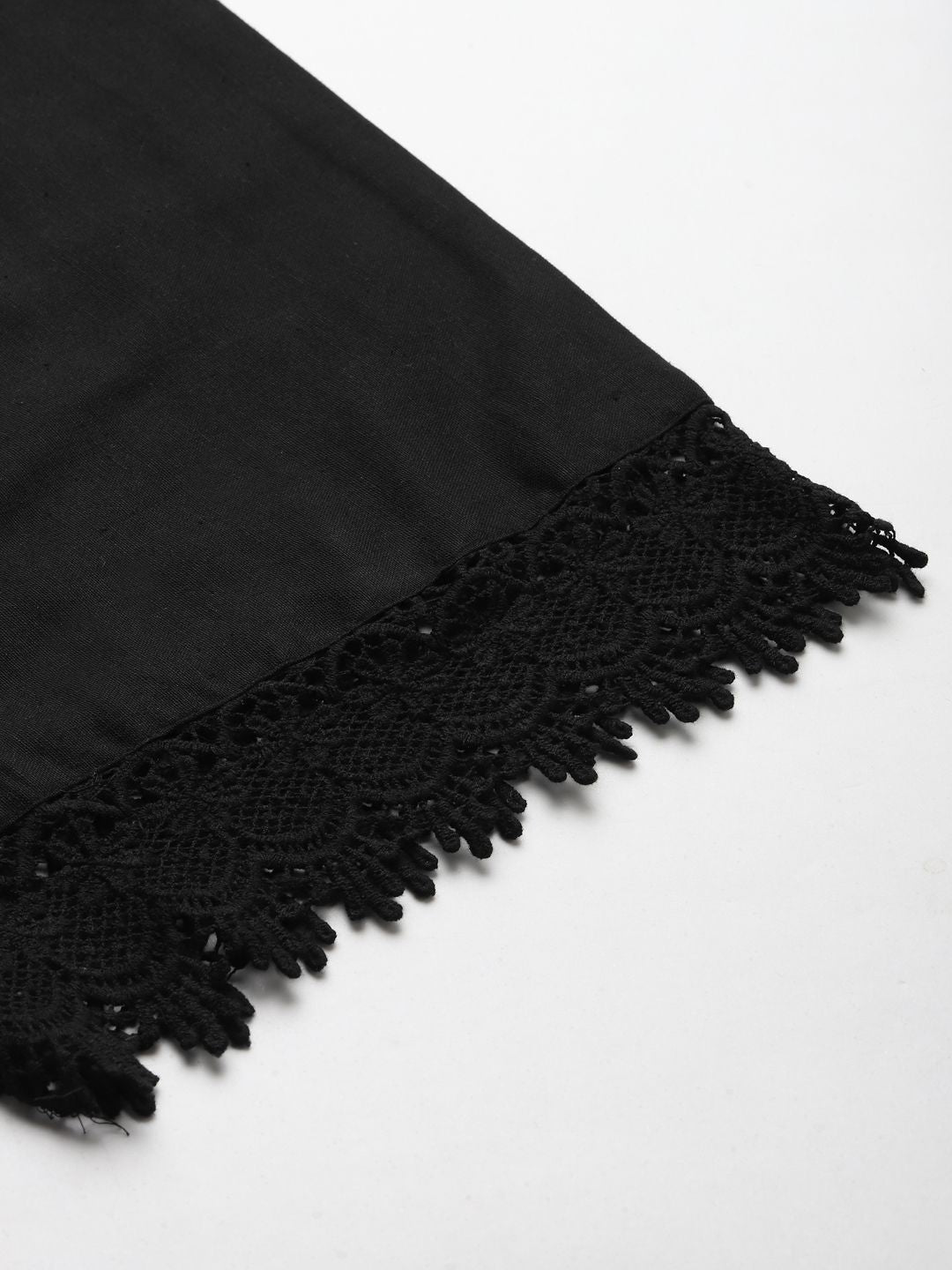 TAG 7 Women Black Solid Hem Design Straight Palazzos