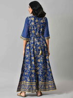 Thumbnail for AURELIA Women Blue Floral Printed Ethnic Maxi Dress - Distacart