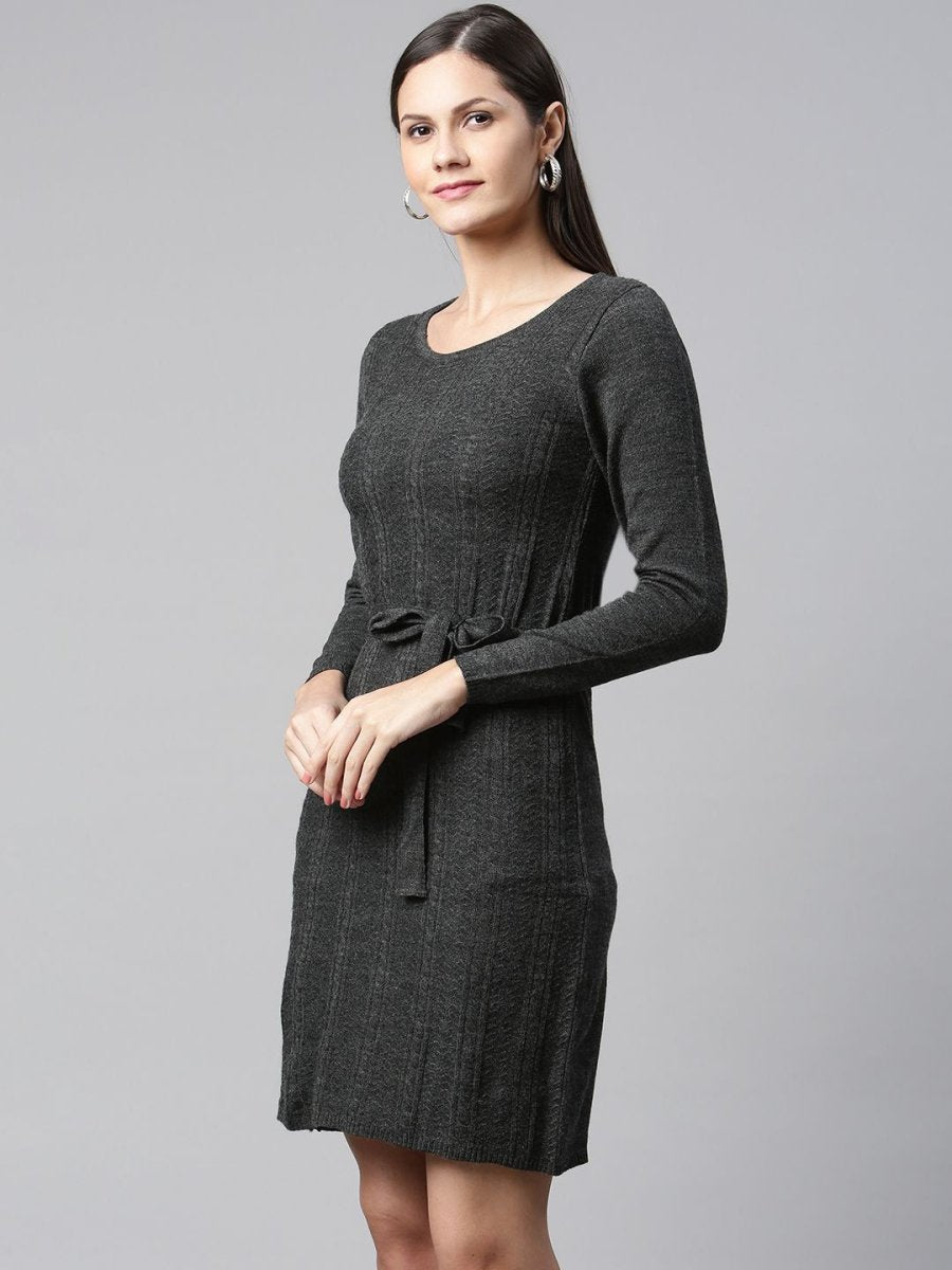 AURELIA Charcoal Grey Cable Knit Sweater Dress